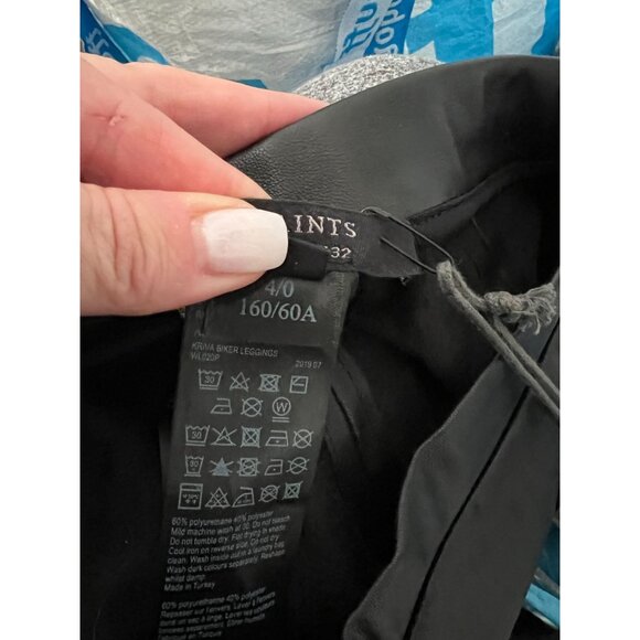 AllSaints FAUX Black Leather Moto Pants - Size 0 - Picture 7 of 8